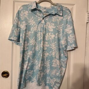 Chaps Sky Blue Floral Polo Shirt